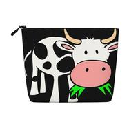 Linda pequeña vaca versátil bolsa de aseo de viaje, bolsa de maquillaje de cáñamo falso, multiuso, organizador de accesorios cosméticos, Black, Talla única