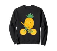 Linda Piña Montando Cáscara De Naranja Bicicleta Divertido Fruta Tropical Sudadera