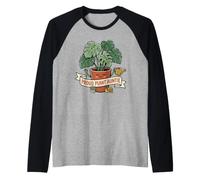 Linda Planta tía Monstera Planta de Interior Dama Amante de la jardinería Camiseta Manga Raglan