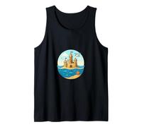 Linda playa bajo el agua Castillo de arena vacaciones de verano Camiseta sin Mangas