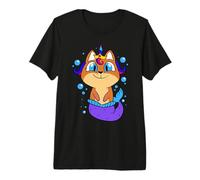 Linda Princesa Gato Sirena Unicornio con Corona niña niños Kawaii Camiseta Premium