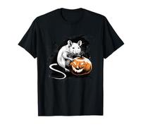 Linda Rata Blanca con Calabaza para la Divertida Temporada de Halloween Camiseta