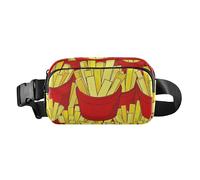 Linda riñonera de dibujos animados para mujeres y hombres, mini bolsa de viaje esencial con correa ajustable para ciclismo, senderismo, gimnasio, Bonitas patatas fritas de dibujos animados, 1 size