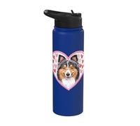 Linda Sheltie Heart Happy Shetland Sheepdog Dog Mom Women Stainless Steel Insulated Water Bottle