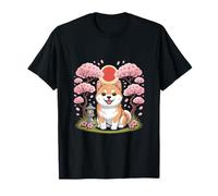 Linda Shiba Inu Puppy Bajo Sakura Árboles Atardecer Camiseta