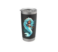 Linda sirena verde azulado pelo concha marina océano hermoso Vaso térmico de acero inoxidable de doble pared