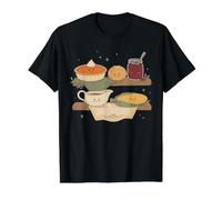 Linda Tarta de otoño Hornear garabatos Personajes Estado de ánimo Camiseta gráfica económica, Hombre, Negro, XL