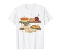 Linda Tarta de otoño Hornear garabatos Personajes Estado de ánimo Camiseta gráfica económica, Hombre, Blanco, L