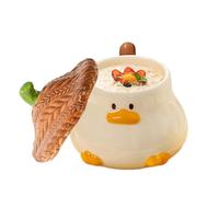 Linda taza de café en pato en 3D, taza de té de pato,Novela Copa de té divertida con tapa de sombrero | Cabora en de animal de 400 ml con tapa, tapa, con mango, vajilla, dibujos animados, pintado a ma