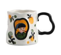 Linda taza de café - Taza de cerámica resistente al calor de 380 ml | Vasos estéticos para agua con leche y té | Diseño de pintura artística europea | Regalo navideño de cumpleaños para la escuela, la