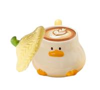 Linda taza de, linda taza de café 3d | Taza de cerámica con tapa de sombrero | Mesas de mesa de diseño de animales de cerámica de 400 ml con tapa, bebidas pintadas a mano de cartón