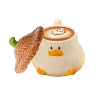 Linda Taza De Pato - Taza De Café Ďe Cerámica Pintada A Mano Đe 500 G | Vasos D́e Té Con Leche Kawaii D̄e Animales 3D | Ţaza Dé Agua Ďé Dibujos Animados Novedosa Con Asa Para La Oficina Del Desayuno,
