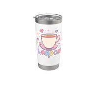Linda taza de té Londres Reino Unido Inglaterra recuerdo de viaje Vaso térmico de acero inoxidable de doble pared