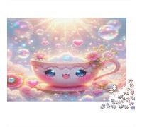 Linda Taza de té Puzzle 1000 Piezas Papel Reciclado para Adultos Puzzle para Adultos Juego Familiar Divertido Juego Educativo con desafío Excelente Idea de Regalo 38x26cm/1000pcs