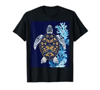 Linda tortuga se desliza a través de los sueños de coral del océano azul profundo Camiseta