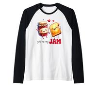 Linda Tostada de Mermelada Pareja de San Valentín Camiseta Manga Raglan