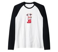 Linda Vaca Adorable en un calcetín de Navidad Camiseta Manga Raglan