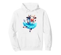 Linda Vaca Bailarina Bailando tutú Azul Copo de Nieve Sudadera con Capucha