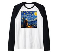 Linda Vaca bebé de Las Tierras Altas gráfico Van Gogh Estilo Noche Estrellada Camiseta Manga Raglan