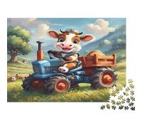 Linda Vaca Conducir Tractor 1000 Pieza Rompecabezas De Bricolaje Adultos Niños 12 Años Divertido Juego De Familia Regalo Decoración 70x50cm/1000pcs