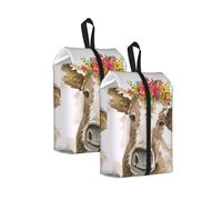 Linda Vaca de Acuarela， Bolsas de Viaje para Zapatos (Paquete de 2), Bolsas Impermeables para Guardar Zapatos, Organizador de Zapatos para Viajes y hogar.
