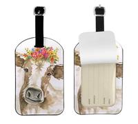 Linda vaca de acuarela,Etiquetas de equipaje de cuero sintético con nombre, etiquetas de viaje duraderas, 2 unidades