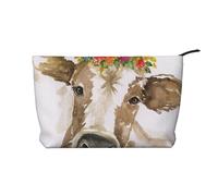 Linda Vaca de Acuarela,Neceser de Pana, Neceser de Maquillaje portátil, Neceser de Viaje