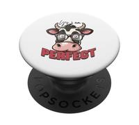 Linda Vaca de Dibujos Animados con Gafas PopSockets PopGrip Adhesivo