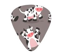 Linda vaca de dibujos animados impresa,12 púas de guitarra, 3 grosores diferentes para guitarra acústica, bajo y ukelele