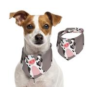 Linda Vaca de Dibujos Animados Impresa,Pañuelos de algodón para Perros, Bufandas Ajustables para Mascotas,L