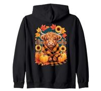 Linda Vaca de Las Tierras Altas, acogedoras Vibraciones otoñales y Hojas de otoño Sudadera con Capucha