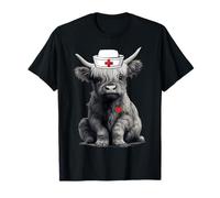 Linda vaca de las tierras altas Enfermera Granja Vaca Amante Camiseta