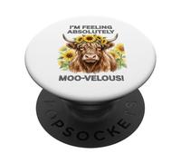 Linda Vaca de Las Tierras Altas Me Siento Absolutamente muu-velous! Vaquera PopSockets PopGrip Adhesivo