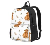 Linda vaca de las Tierras Altas,Mochila con bolsillos, mochila informal para el día a día, resistente al agua, ideal para la escuela, viajes