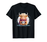 Linda Vaca Escocesa de Las Tierras Altas Divertido café Adicto Bebida Vaquera Camiseta