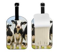 Linda vaca impresa,Etiquetas de equipaje de cuero sintético con nombre, etiquetas de viaje duraderas, 2 unidades