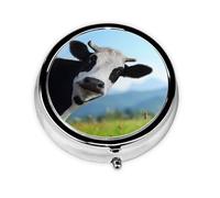 Linda vaca impresa., Pastillero, Pastillero redondo Pequeño contenedor de pastillas Organizador de pastillas de viaje