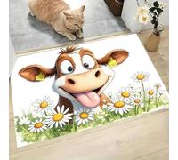 Linda Vaca Margarita Alfombra de Recibidor - Dibujos Animados Divertidos Resistente y Antideslizante Felpudo - 40 x 60 cm