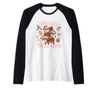 Linda Vaca Merry Moo-mas Funny Christmas Cow Camiseta Manga Raglan