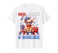 Linda vaca roja blanca y boujee Highland 4 de julio patriótico Camiseta