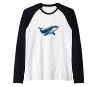 Linda Vida Silvestre Animal Ballena Naturaleza Marina Azul Ballena Amante Camiseta Manga Raglan