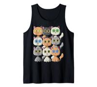 Linda y espeluznante Kawaii Cats Camisa divertida Anime Cat Lovers Camiseta sin Mangas