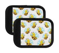 Lindas abejas de dibujos animados blancas con asa de equipaje para veliz, funda de mango suave para veliz de compras, 5.9 x 4.3 pulgadas, Lindo Cartoon Bees White, Set of 2