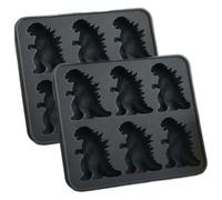 Lindas bandejas de cubos de hielo, 2pcs moldes de hielo de dinosaurio, silicona segura reutilizable forma de dinosaurio 3d bandeja linda bandeja de cubos para bebidas de fiesta de whisky, bandejas