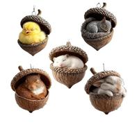 Lindas bolas de Navidad, 5 unidades 2D colgantes festivos - figuras de animales navideños decorativas, para amigos, interior y exterior, ventana, mesa, sala de estar, decoración festiva
