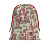 Lindas bolsas de cuento de hadas Castle02 con cordón para Navidad, bolsas de recuerdos de fiesta, bolsas reutilizables para caramelos, bodas, San Valentín