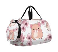 Lindas bolsas de deporte blancas de conejillo de indias con compartimento para zapatos, gran capacidad, para viajes, deportes, fitness y entrenamiento