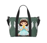 Lindas bolsas de lona con diseño de ángel pequeño para viajar, ligeras bolsas de viaje Oxford para artículos personales para mujeres, bolsas de gimnasio ideales para hombres, Black, Talla única