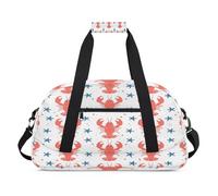 Lindas bolsas de lona de langosta con estrella de mar para mujeres, hombres, niños y niñas, bolsa de viaje para fin de semana, bolsa de viaje de 24 L, bolsa de deporte para gimnasio, bolsa de
