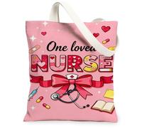 Lindas bolsas de lona de melocotón, divertidas bolsas de comestibles reutilizables con diseño médico para el día de San Valentín, ligeras y lavables con correa para el hombro, Melocotón, 13x15 Inch